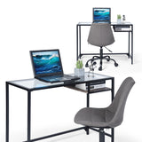 Industrial Computer Desk with Storage in Glass and Metal - LOQUAT