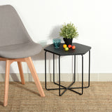 Side table in wood and black metal industrial design - COLM BLACK