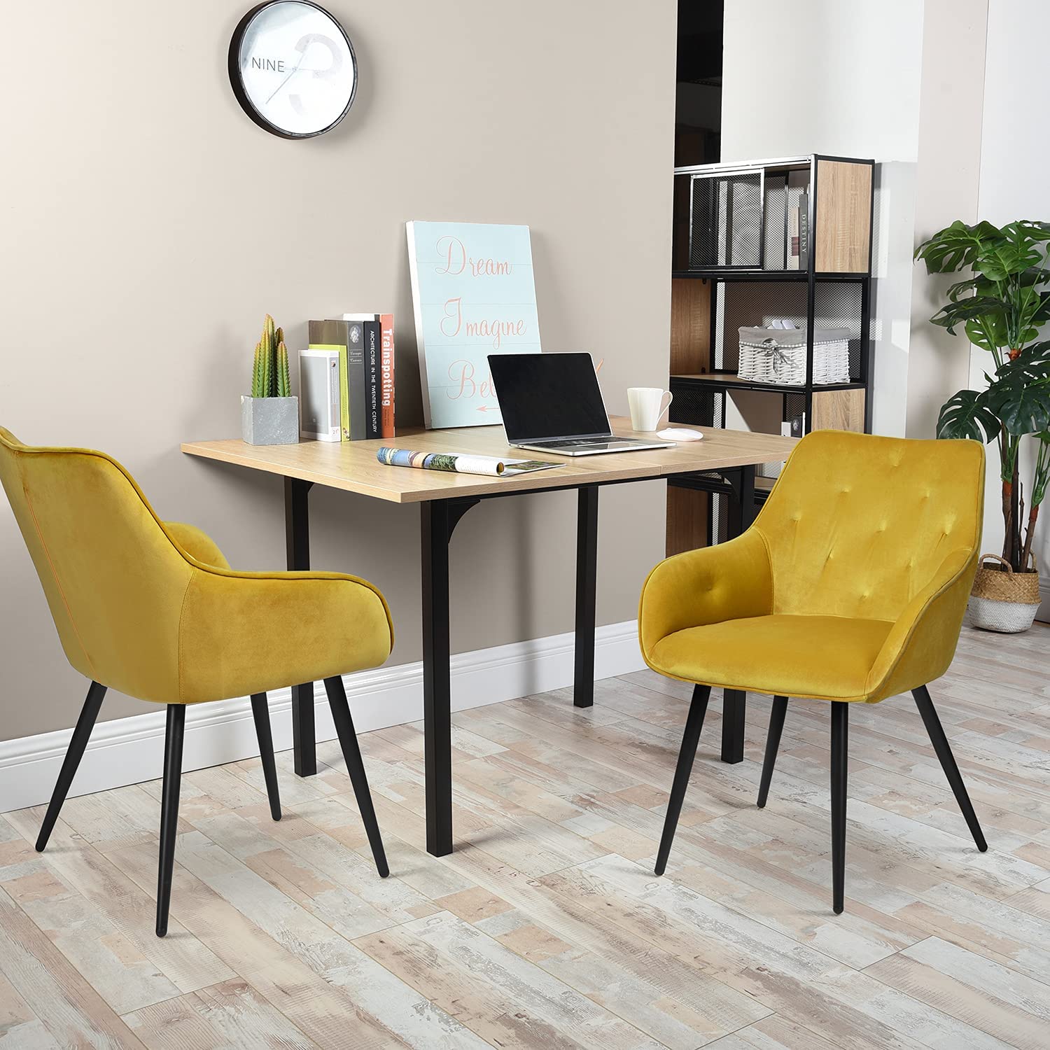 Set of 2 Scandinavian velvet chairs for dining room, office and living room - CHANDLER