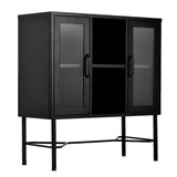 Metal chest of drawers/storage cabinet with industrial style shelf, 2 mesh doors - RICHTER