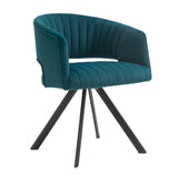 Scandinavian swivel dining chair with blue fabric armrests, - ANNALISE
