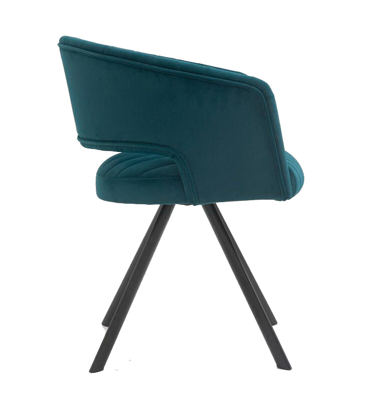 Scandinavian swivel dining chair with blue fabric armrests, - ANNALISE