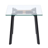 Side coffee table, square end table in glass, and metal legs - ANONYMOUS