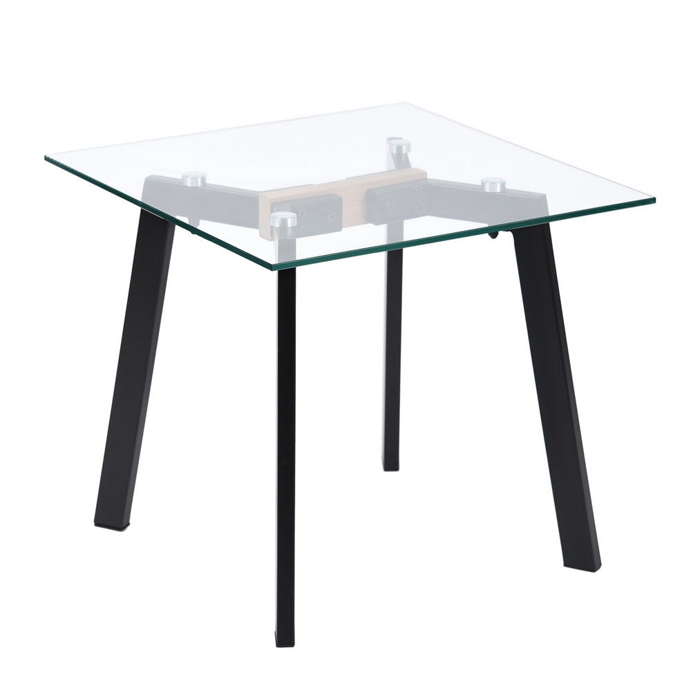 Side coffee table, square end table in glass, and metal legs - ANONYMOUS