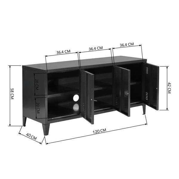 3-door metal TV cabinet/Buffet living room with shelves - MATAPOURI