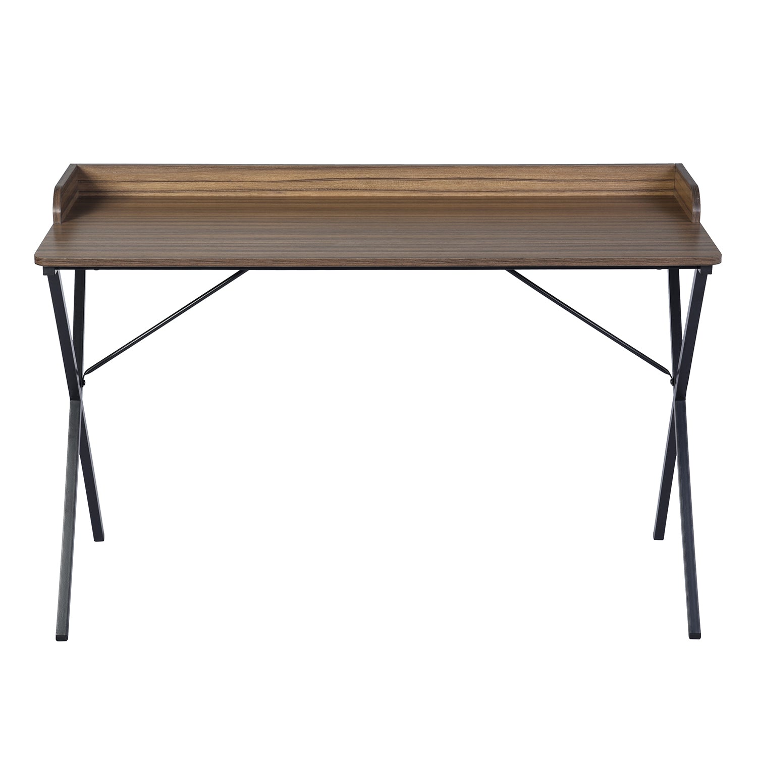 Industrial Modern Computer Desk with Natural Wood Effect Storage, in Wood and Metal - AVA JM