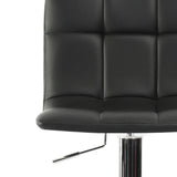 Tabouret de bar en simili-cuir noir, pieds en métal assise 360° et hauteur réglable repose pieds - BEGONIA
