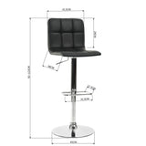 Bar stool in black faux leather, metal legs 360° seat and adjustable height footrest - BEGONIA