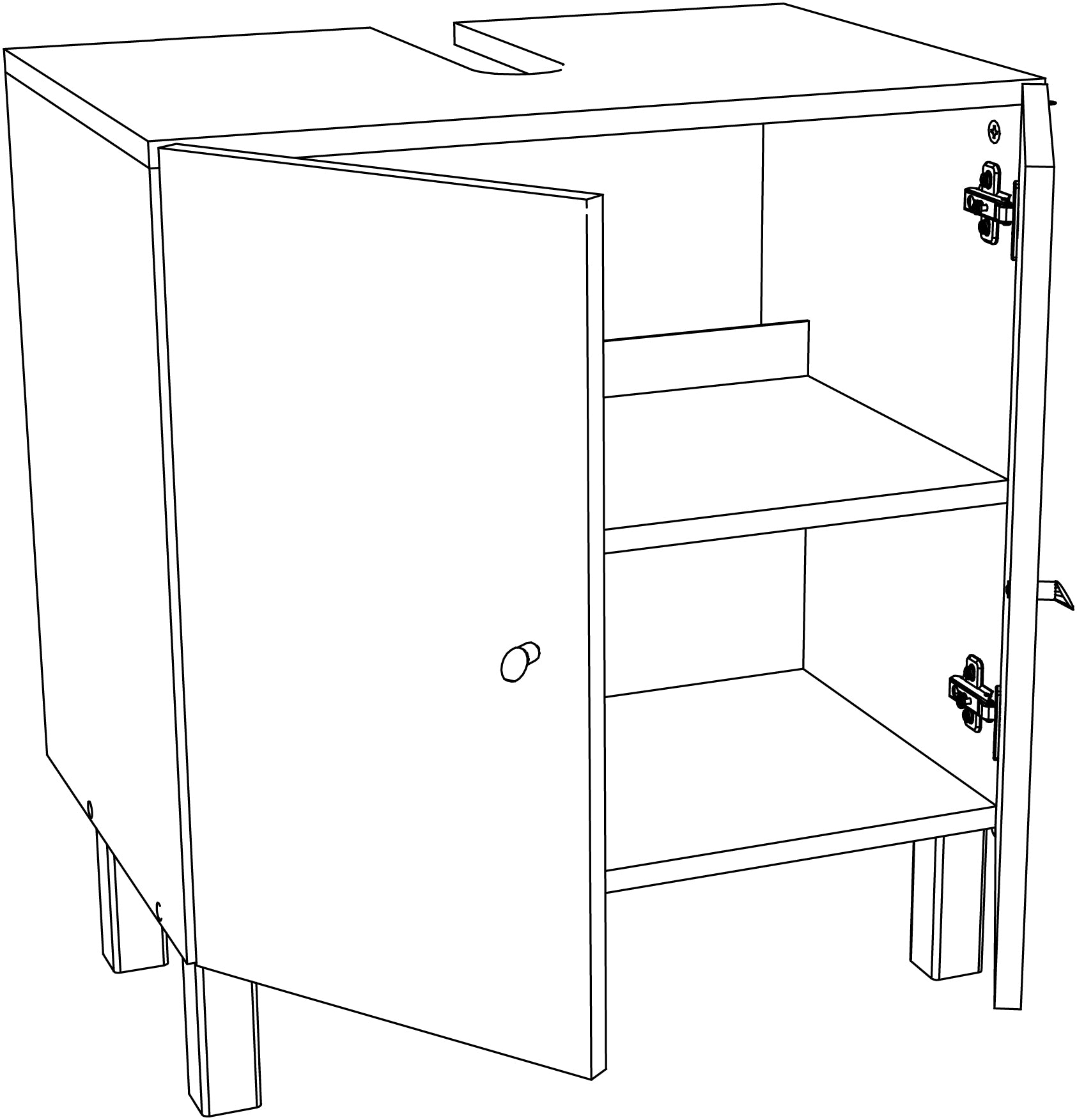 Bathroom vanity unit with 2 doors, 2 interior shelves, French manufacture - Corlin BL6