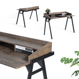 Computer desk with storage in wood and metal - BOOKER