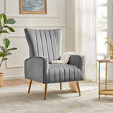Armchair chair in velvet fabric, chrome legs in gold color for living room bedroom office - BEXLEY