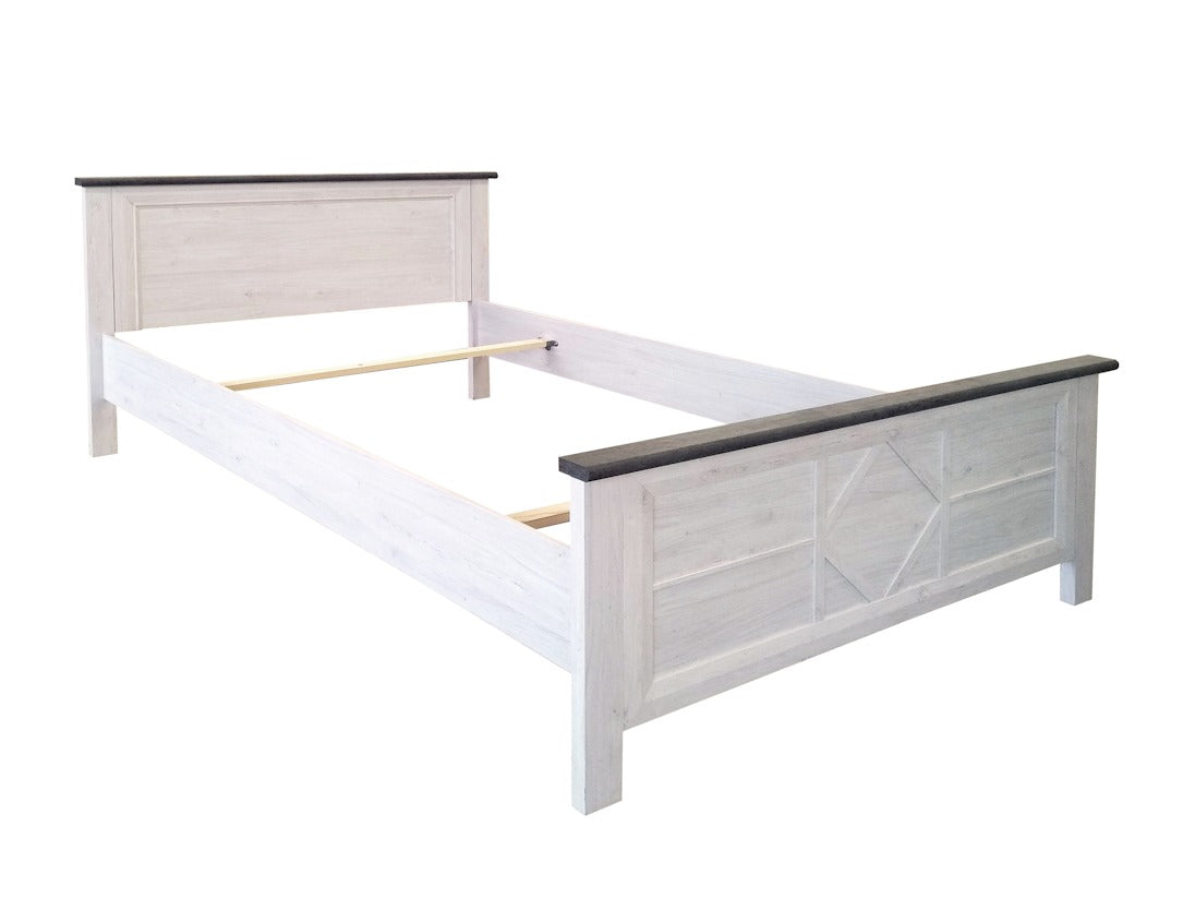Double bed 160 cm in a modern design with a large headboard made in France (mattress not included) - Camille