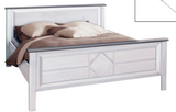 Double bed 160 cm in a modern design with a large headboard made in France (mattress not included) - Camille