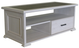 Modern Wooden Coffee Table, with 1 Drawer and 2 Open Shelves Made in France - Camille