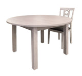 Table de salle à manger ronde vintage, décor imitation chêne blanchi, fabrication française - Camille