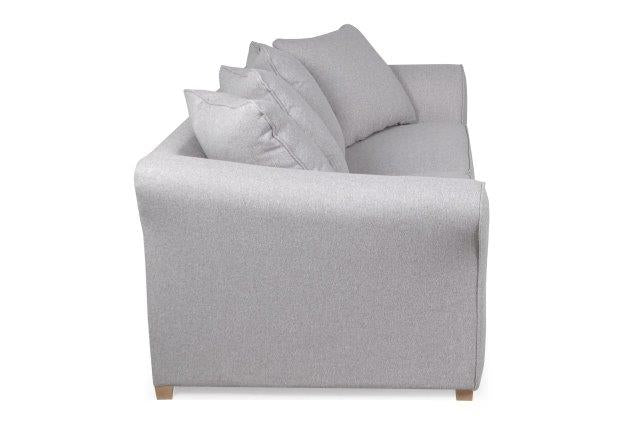 Canapé 3 places rembourrée en tissu gris, pieds en bois pour salon, salle à manger, chambre bureau - CHARME 3