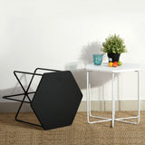 Side table in wood and black metal industrial design - COLM BLACK