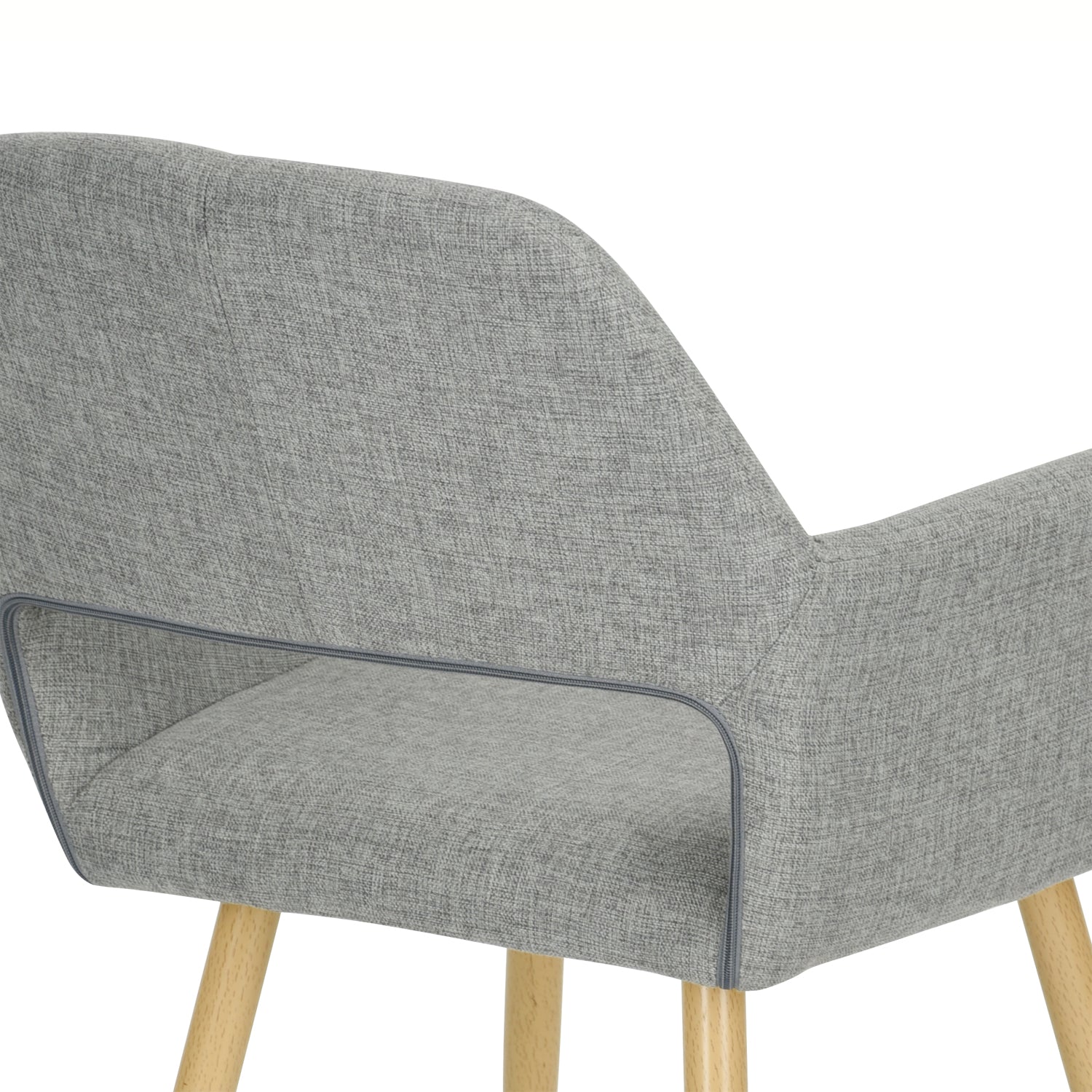 Lot de 2 chaises de salle à manger scandinaves confortable avec accoudoirs en tissu gris - CROMWELL 2PCS