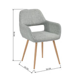 Set of 2 comfortable Scandinavian dining chairs with armrests in gray fabric - CROMWELL 2PCS
