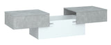 Table basse coulissante blanche et grise, en panneaux de particules, fabrication 100% Française - Carla