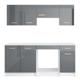 Complete linear modular kitchen furniture set 6 pcs, French manufacture with worktop included - Clovis 180