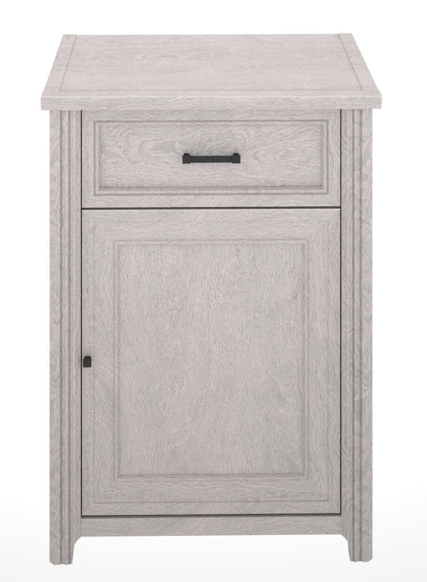 Sideboard, bedside table with 1 door / 1 drawer Imitation bleached oak, French manufacture