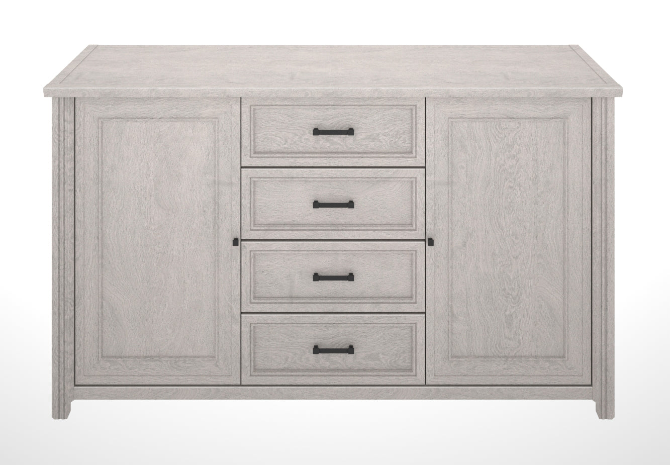 Sideboard 2 doors / 4 drawers imitation bleached oak, French manufacture