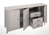 Sideboard 3 doors / 2 drawers imitation bleached oak, French manufacture