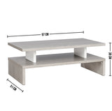 Modern rectangular coffee table in white and ash oak made in France - AFTER OAK