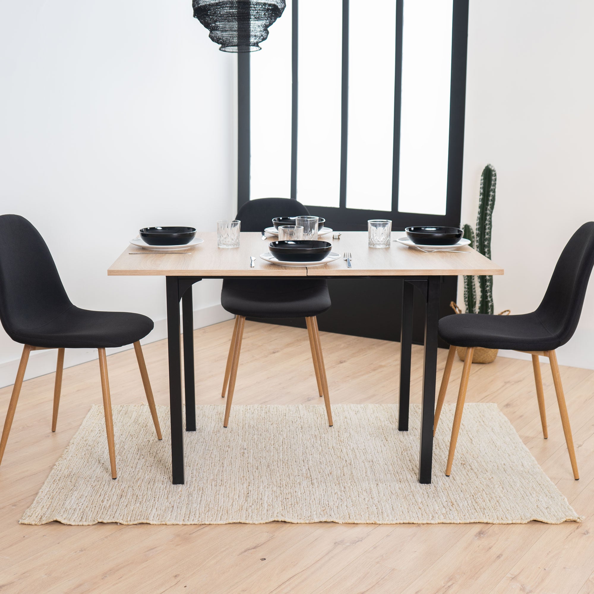 Extendable dining table perfect for small spaces in metal wood 2 to 4 people - MARLOWE WOOD