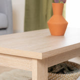 Modern rectangular coffee table in ceruse oak with open storage compartments made in france - COLINE