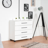 Storage chest with 4 drawers in white gloss effect made in France - CASSIOPE