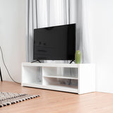 Design TV cabinet with shelves and open compartments in white made in France - SLONE