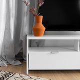 Modern TV cabinet with storage and 2 drop-down drawers, made in France - BANCO