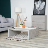 Modern Square Coffee Table in Concrete and Glossy White Made in France - MUFFIN