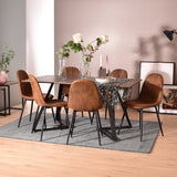 ROYAL dining table set + set of 6 CHARLTON SUEDE BROWN chairs