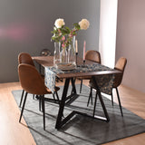 ROYAL dining table + Set of 4 CHARLTON SUEDE BROWN chairs