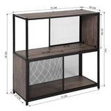 Industrial kitchen shelving unit with storage and sliding doors on 2 levels - EMELY 3