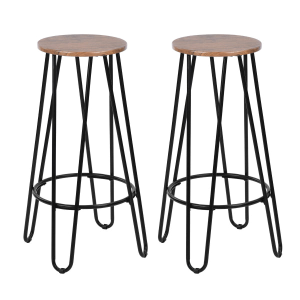 Set of 2 bar stools with black metal legs - ESSIA