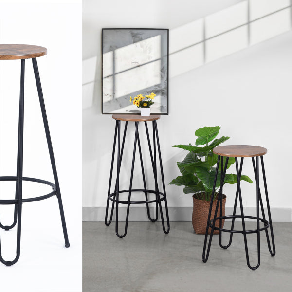 Set of 2 bar stools with black metal legs - ESSIA