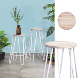 Set of 2 industrial bar stools in light wood, white metal legs - ESSIA 73 WHITE LMKZ