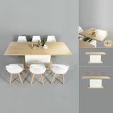 Scandinavian extendable dining table in wood and white, 6 to 8 people - ETHIOPIA