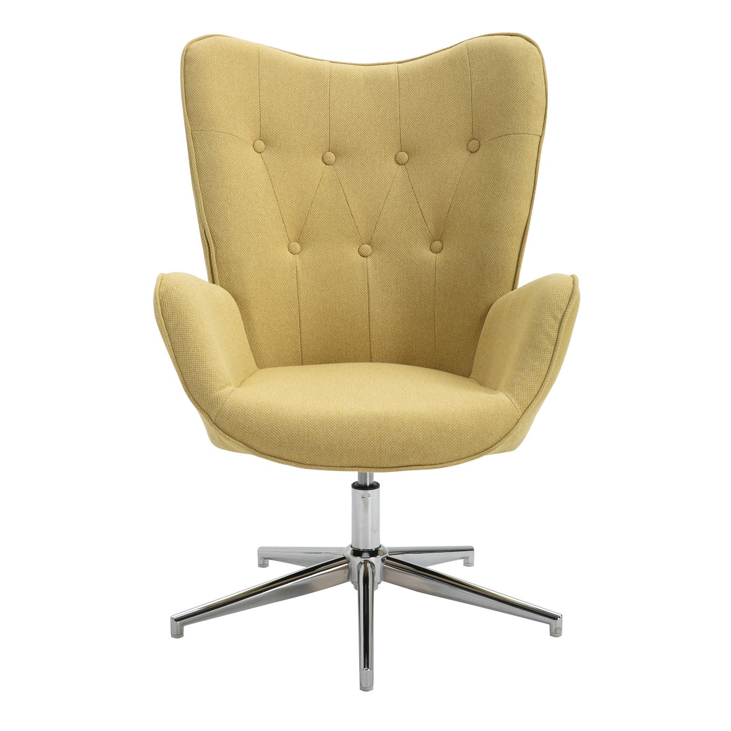 Scandinavian office armchair with armrests, 360 degree swivel, in fabric, silver metal legs - FUCHS