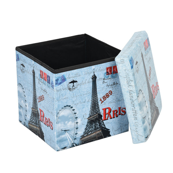 Storage bench, square foldable decorative pouf with storage box - GAVIN