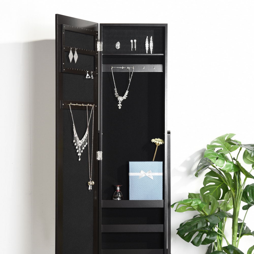 Jewelry cabinet jewelry cabinet with mirror - GODRIC COFFEE