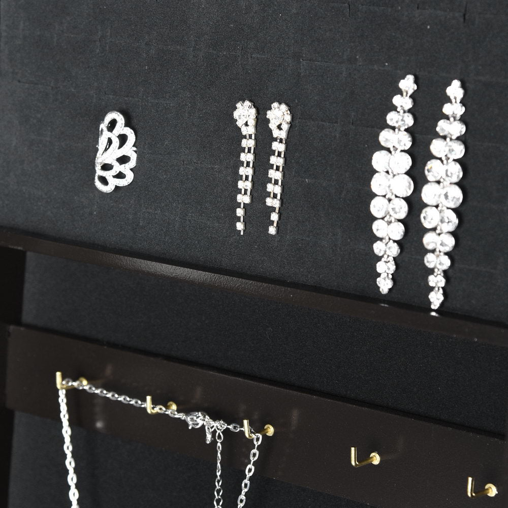 Jewelry cabinet jewelry cabinet with mirror - GODRIC COFFEE