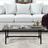 Industrial style rectangular metal and dark wood coffee table - GRECO WOOD COFFEE TABLE