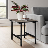 Rectangular end table in metal and dark wood, industrial style - GRECO WOOD COFFEE TABLE SMALL B