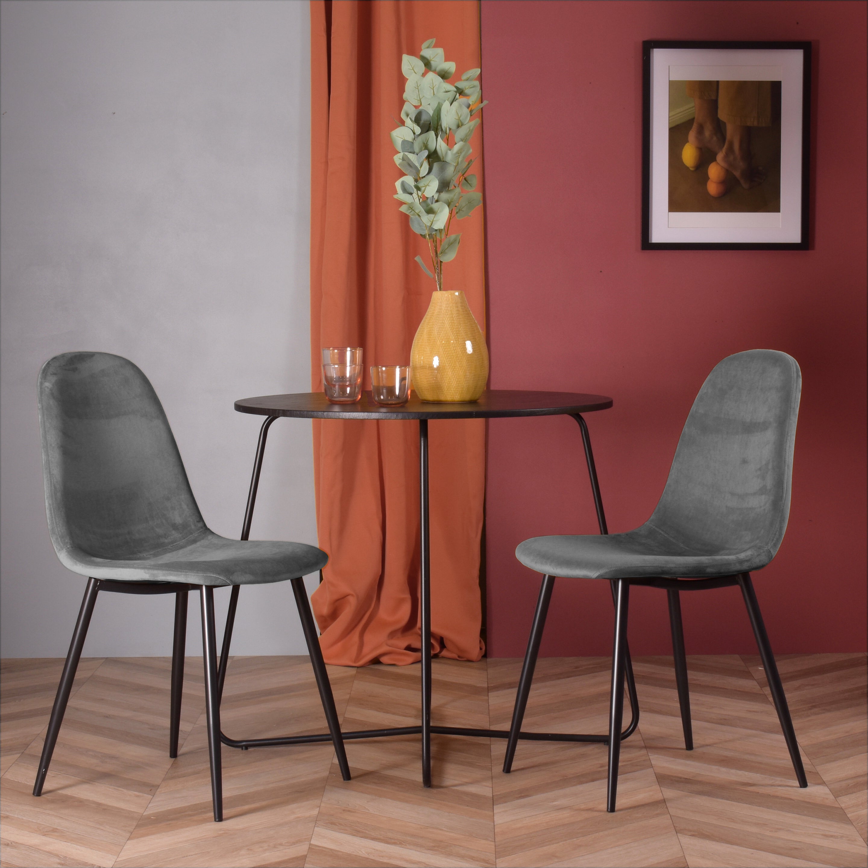 Set of 4 designer fabric chairs for dining room - CHARLTON