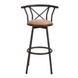 Set of 2 industrial style kitchen bar stools with metal legs 360° seat and footrest - HAILEY BROWN - 77 CM